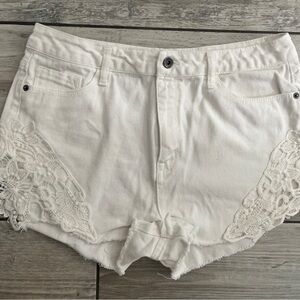 Forever 21 White Lace Jean Shorts